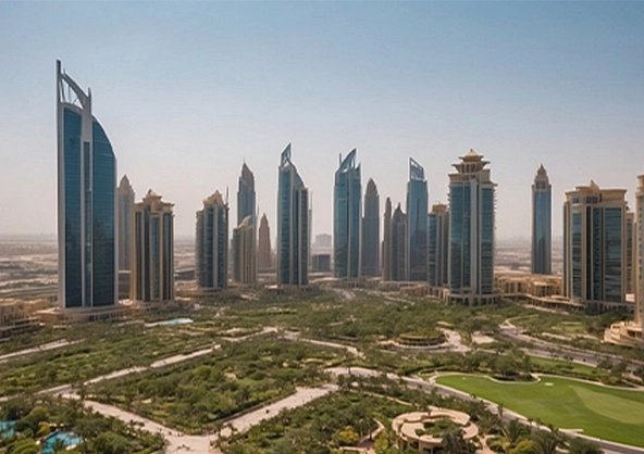 Bukadra Dubai skyline with towers
